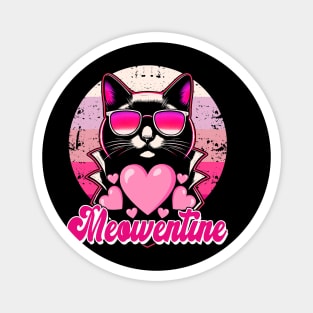 Meowentines Cat lover Vintage Pink Eighties Style Magnet